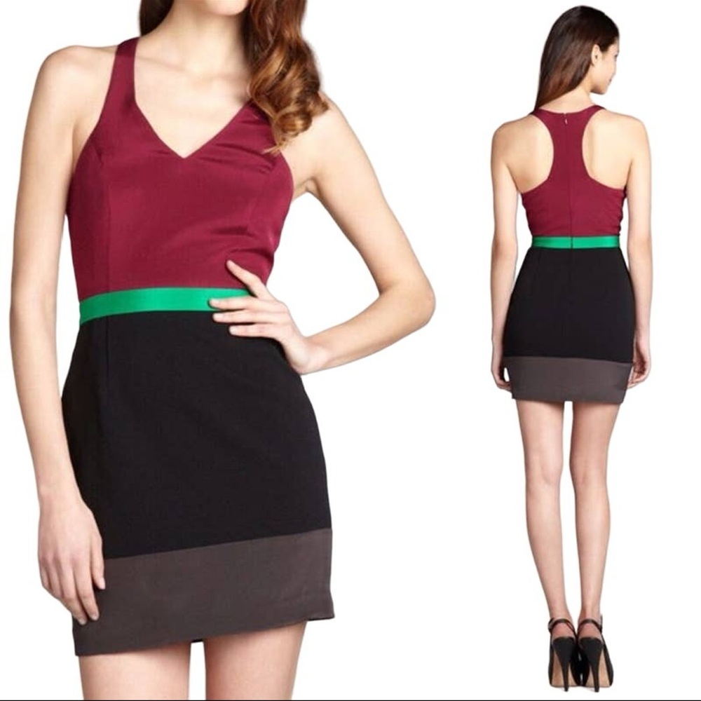 Jay Godfrey Colorblock Mini Dress - Burgundy and Black - NWT Size- Size 4 and 6